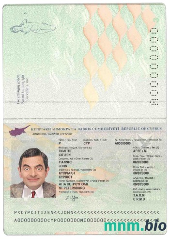 Przykład paszportu cypryjskiego w formacie PSD, w pełni edytowalny